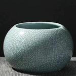 pot fleurs céramique porcelaine glacé craquelé moderne minimaliste vert gris opaque