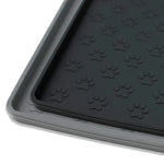 tapis nourriture animal imprimé pattes gris moderne opacité 80x60cm 60x46cm 40x30cm 29.5x18cm