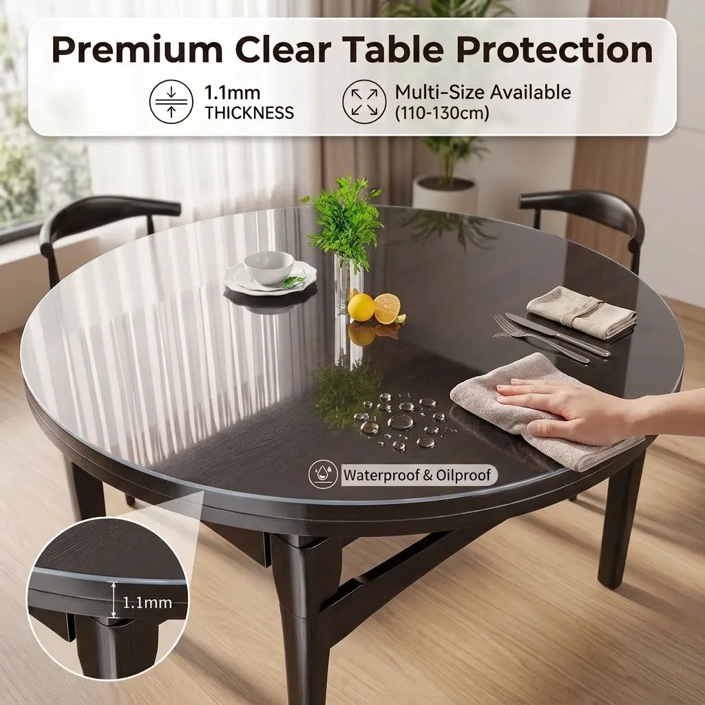 protège table transparent moderne clips 110cm 120cm 130cm imperméable cuisine restaurantextérieur