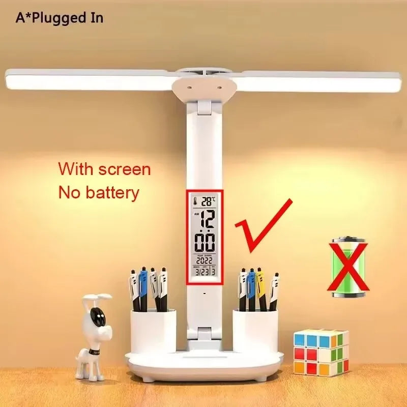 lampe rechargeable moderne horloge ventilateur blanc porte stylos
