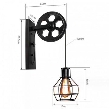 appliques murales industrielles vintage led bois métal patiné marron foncé chambre cuisine
