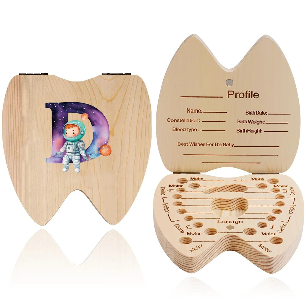 boîte dents bois astronaute carte profil grille tailles bébé