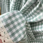 rideau vert carreaux dentelle fenêtre rustique vintage chambre opacité moyenne tringle