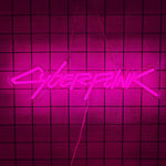 néon lumineux cyberpunk game zone texte abstrait vert bleu jaune rose violet moderne