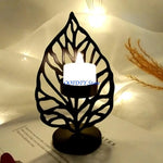 support bougie moderne élégant feuille stylisée gravure bougie non incluse base plate doré