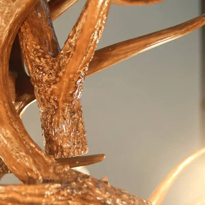 lustre suspendu rustique boisé marron clair ampoules incandescence sans ombre bras
