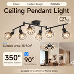 lampe suspendue moderne cage métallique noire interrupteur poussoir led e27 haute basse
