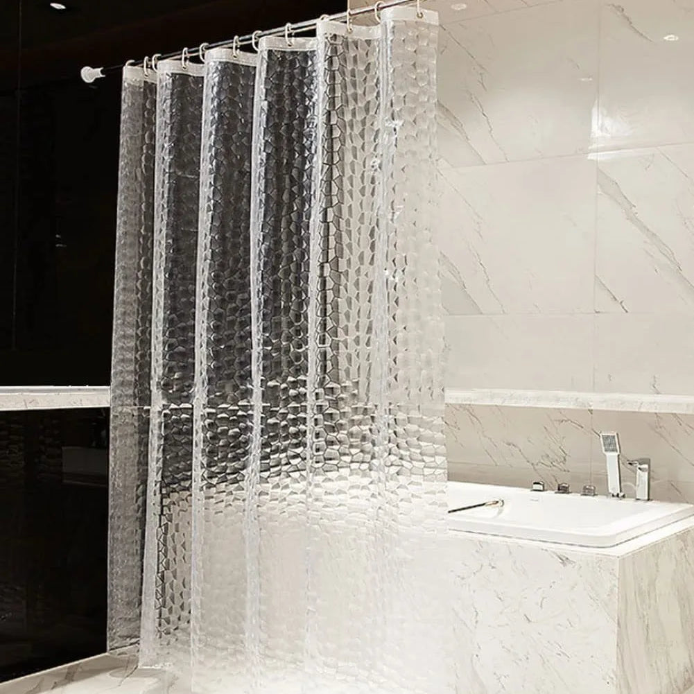 rideau douche transparent géométrique moderne métalliques anti moisissure peva 200x180cm