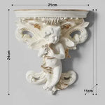 décoration murale résine cherubin baroque fleurs artificielles vintage étagères murales blanc bleu turquoise