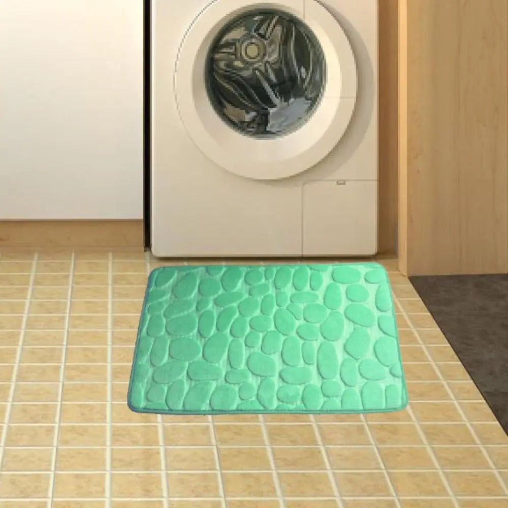 tapis sol microfibre texture galets moderne bleu clair marron foncé bleu marine gris clair