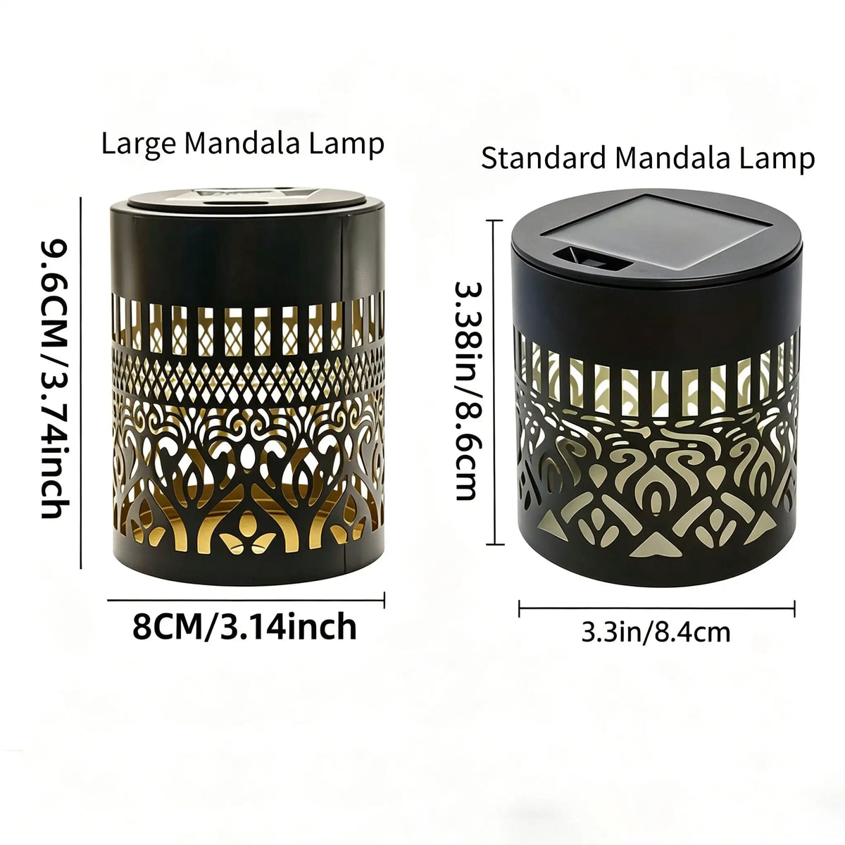 lampe solaire mandala noir doré moderne éclairage extérieur jardin