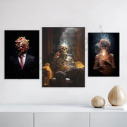 tableaux artistiques gothiques macabres surréalistes portraits fantômes noir rouge vif toile coton imprimée