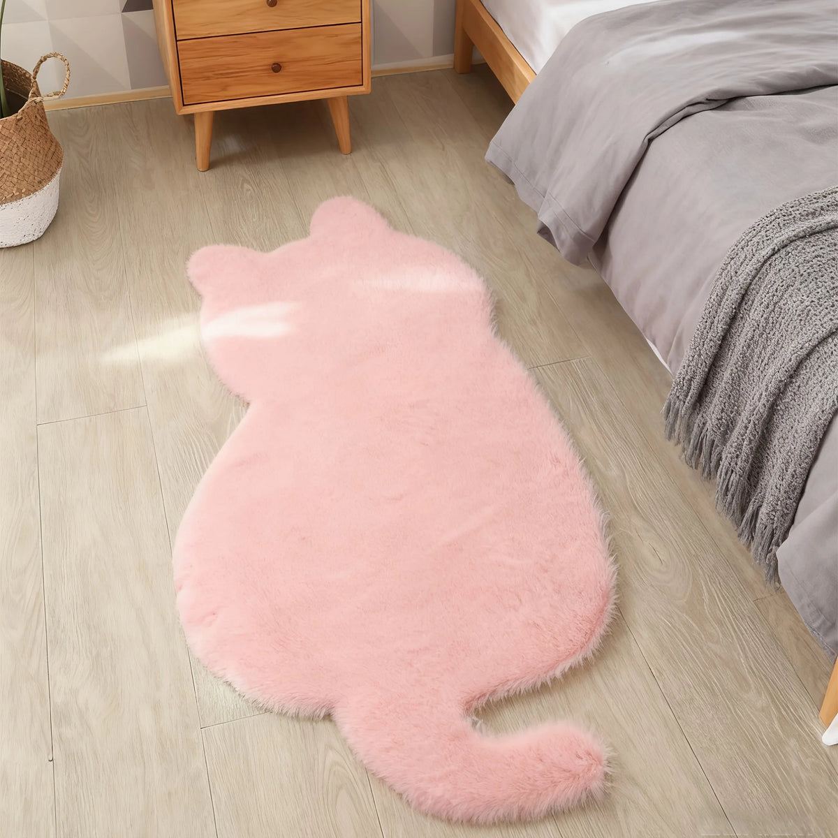 tapis pelucheux forme chat moderne beige blanc rose noir antidérapant douxintérieur chambre salon