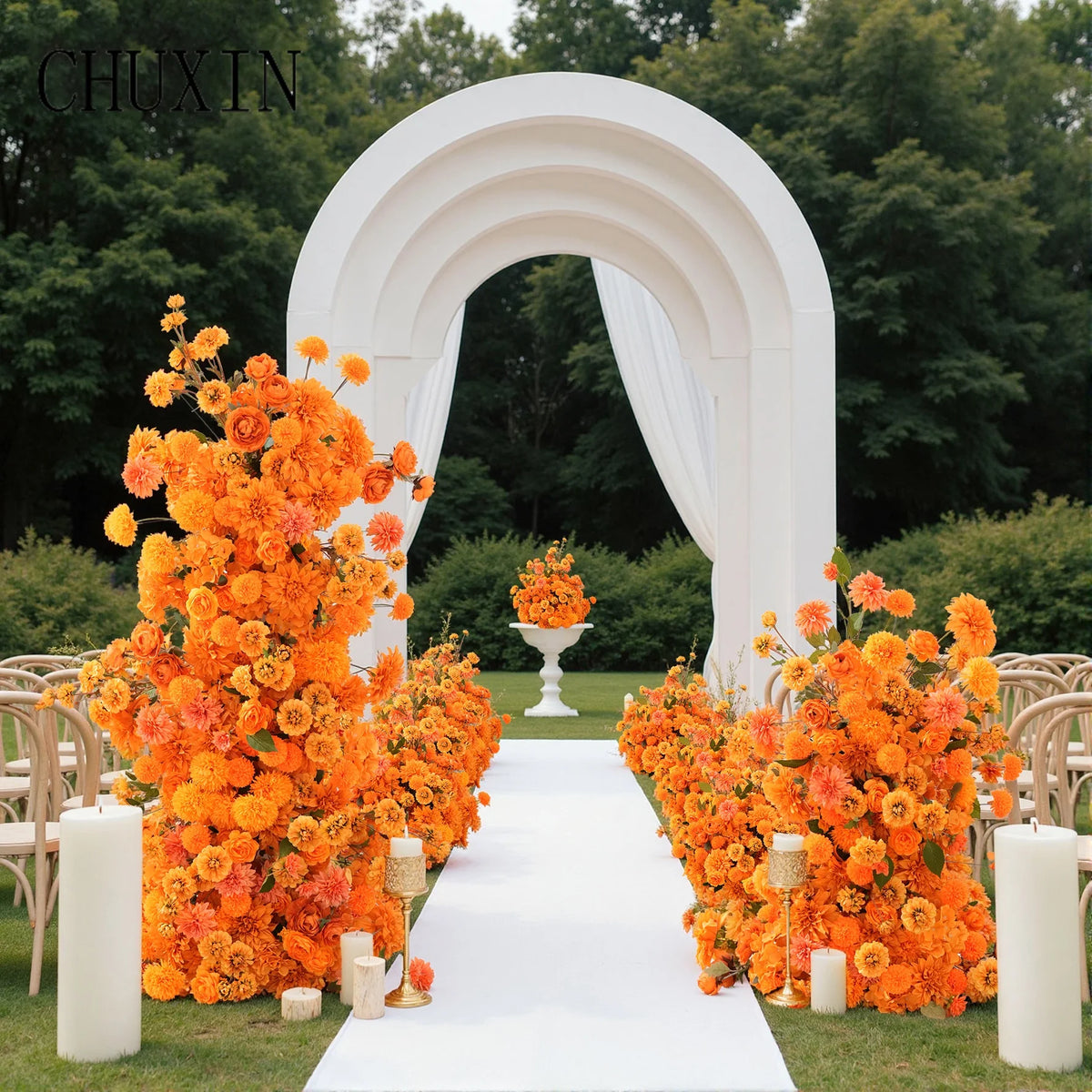 Décoration florale artificielle moderne bouquet orange rose clair extérieur intérieur événement maison