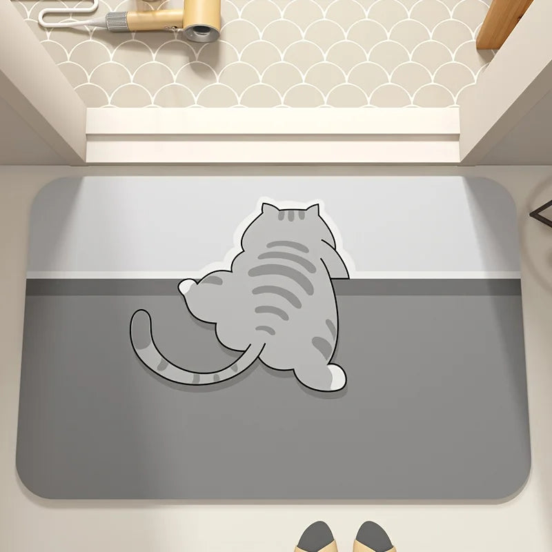 tapis sol animaux chat lapin géométrique coton gris blanc orange rose beige salon salle
