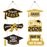 guirlande décoration graduation diplômes chapeaux congrats grad proud class 2026 doré bleu noir élégante