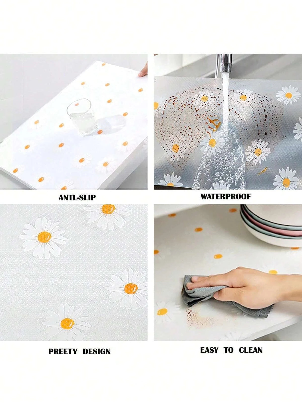 tapis protection meuble gris fleurs anti dérapante moderne 100cm 30cm eva adhésif