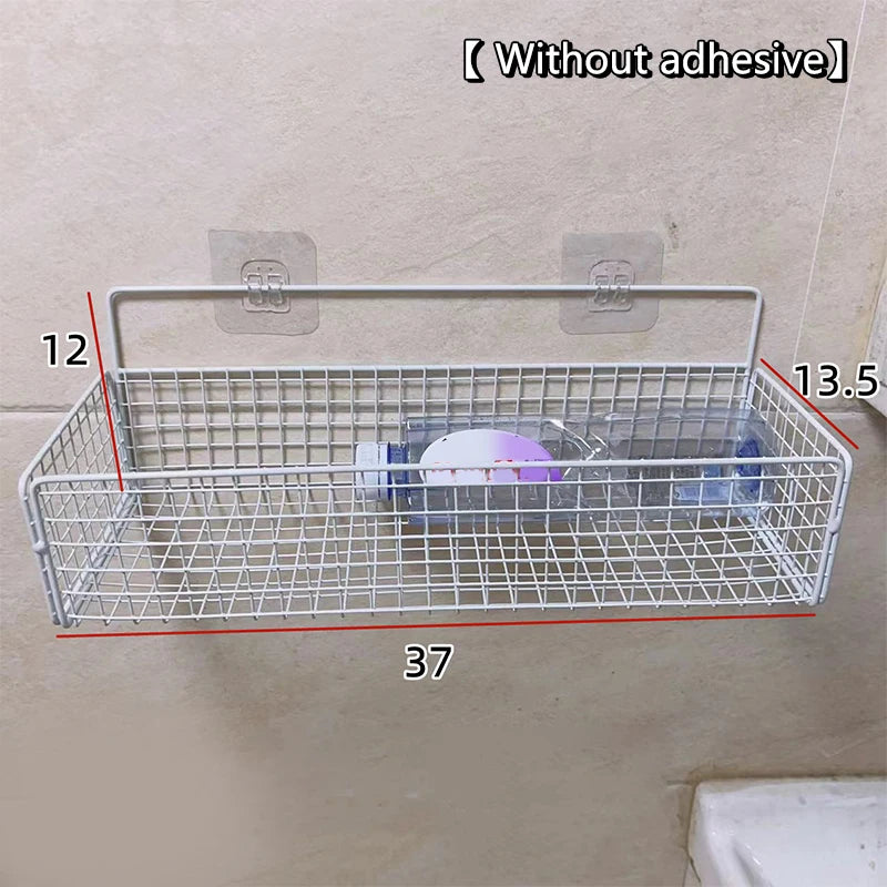 paniers métalliques noir maille fine adhésif minimaliste stockage cuisine salle bain sans perçage