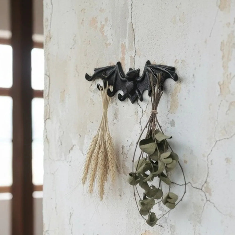 porte manteau crochets chauve souris noir métal vieilli fantaisie gothique rustique fixations murales accroches