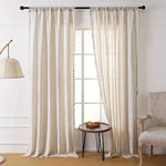 rideau rustique boho chic beige clair tissu polyester franges opacité