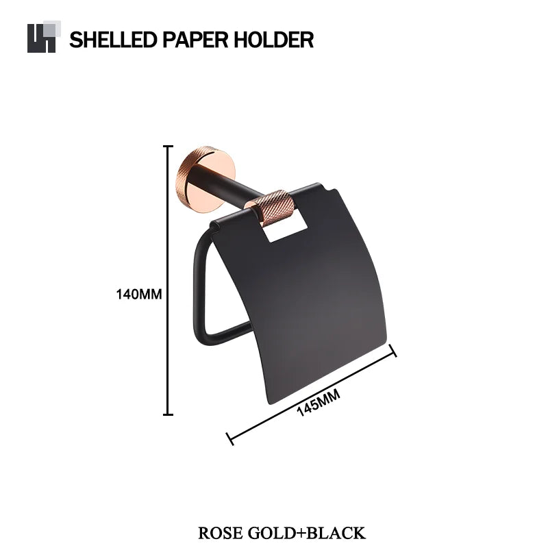 accessoires salle bain moderne porte serviettes noir cuivre doré fixations murales minimalistes