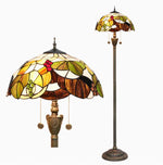 lampe sol tiffany multicolore art nouveau interrupteur pédale base résine hauteur 163cm