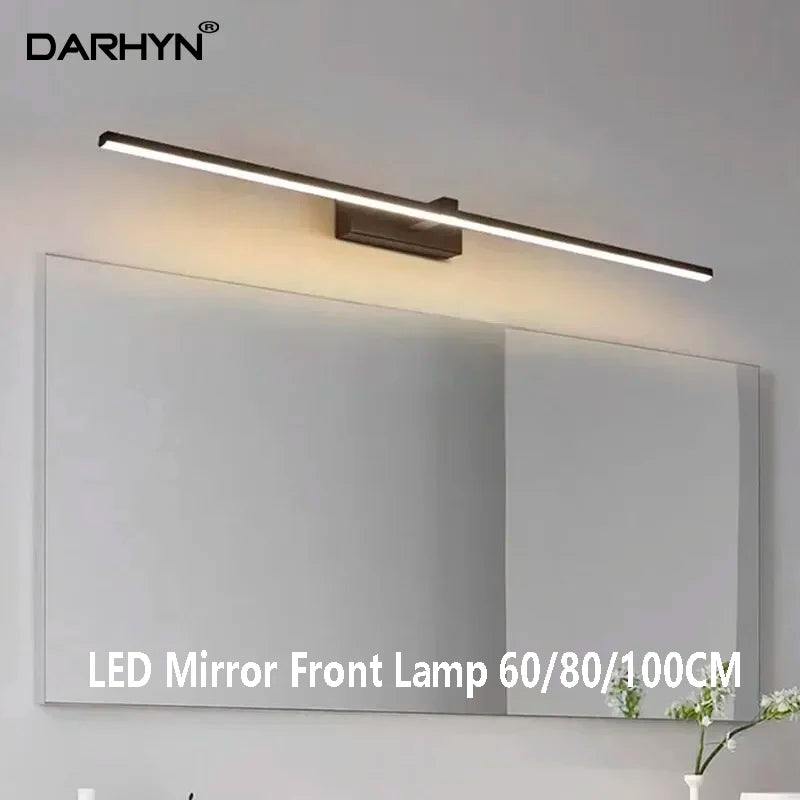 lampe frontale led noire moderne 60cm 80cm 100cm fixation murale salle bain chambre cuisine