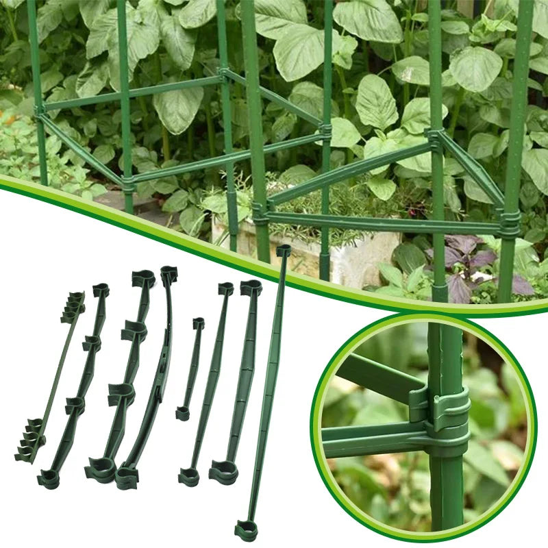 clip fixation treillis jardin vert foncé support plante grimpante connecteur tige robuste plastique