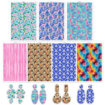 boucles d'oreilles modernes fleurs rayures palmiers abstraits couleur bleue verte rose blanche noire anneaux