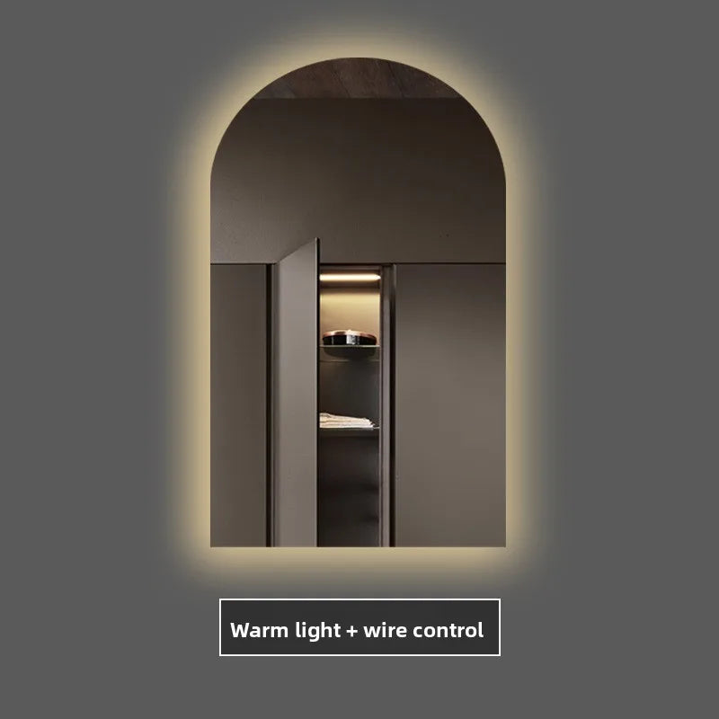 miroir intelligent éclairé led défogage moderne minimaliste gris beige lisse
