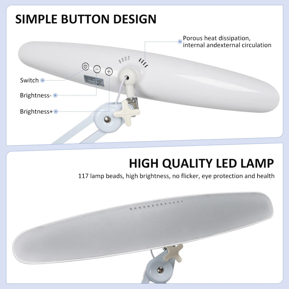 lampe led blanc minimaliste 50cm 117led pince ajustable intensité variable moderne