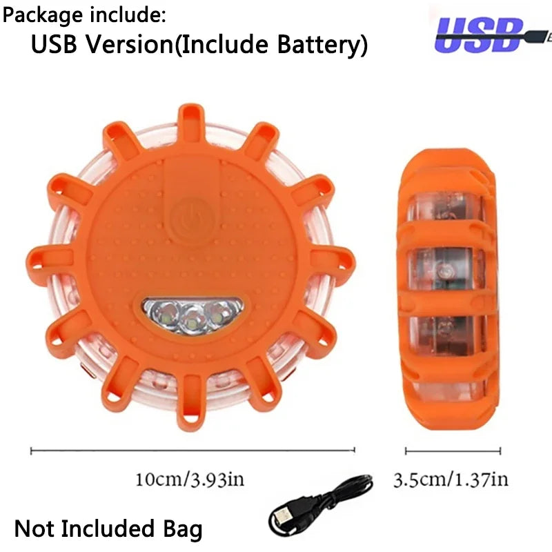 lampe sécurité orange led clignotante magnétique adhésif urgence voiture portable