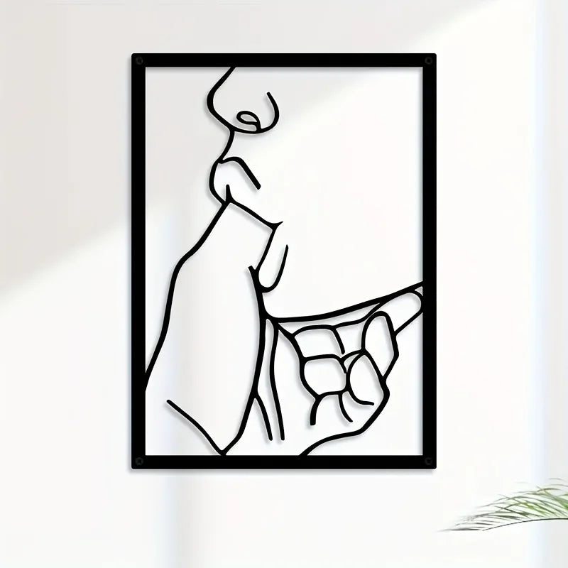 tableau mural abstrait minimaliste contemporain fer noir blanc résistant rouille