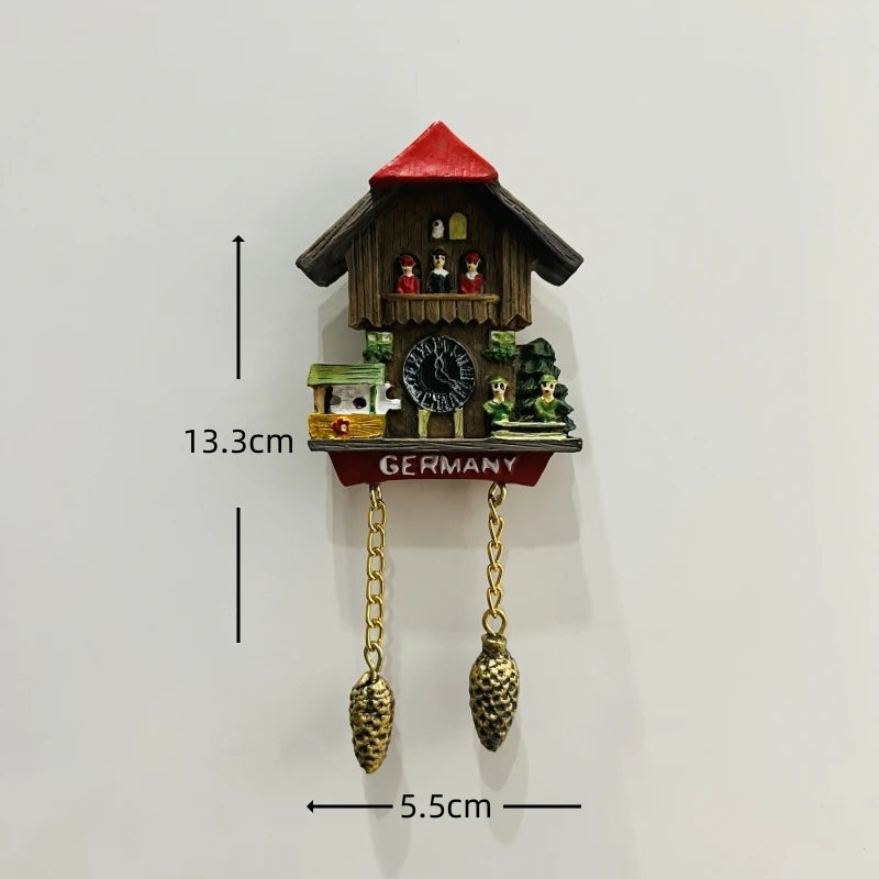 horloge pendule alpine animaux paysages aimants réfrigerateur texte traditionnel