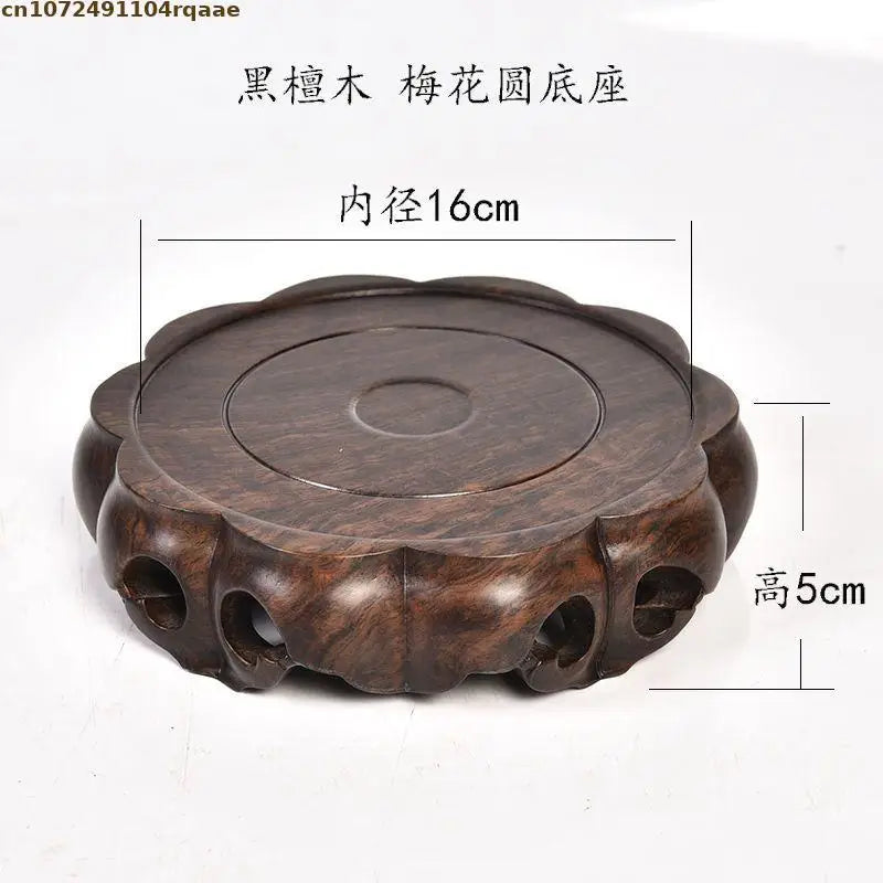 support bois sculpté artisanal marron foncé bonsaï théière vase décoration moderne