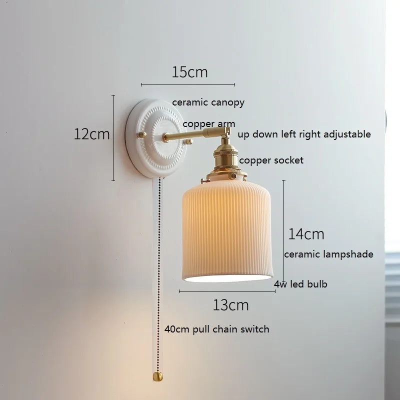 lampe murale moderne blanc doré interrupteur chaîne coquille motif lune soleil chambre cuisine