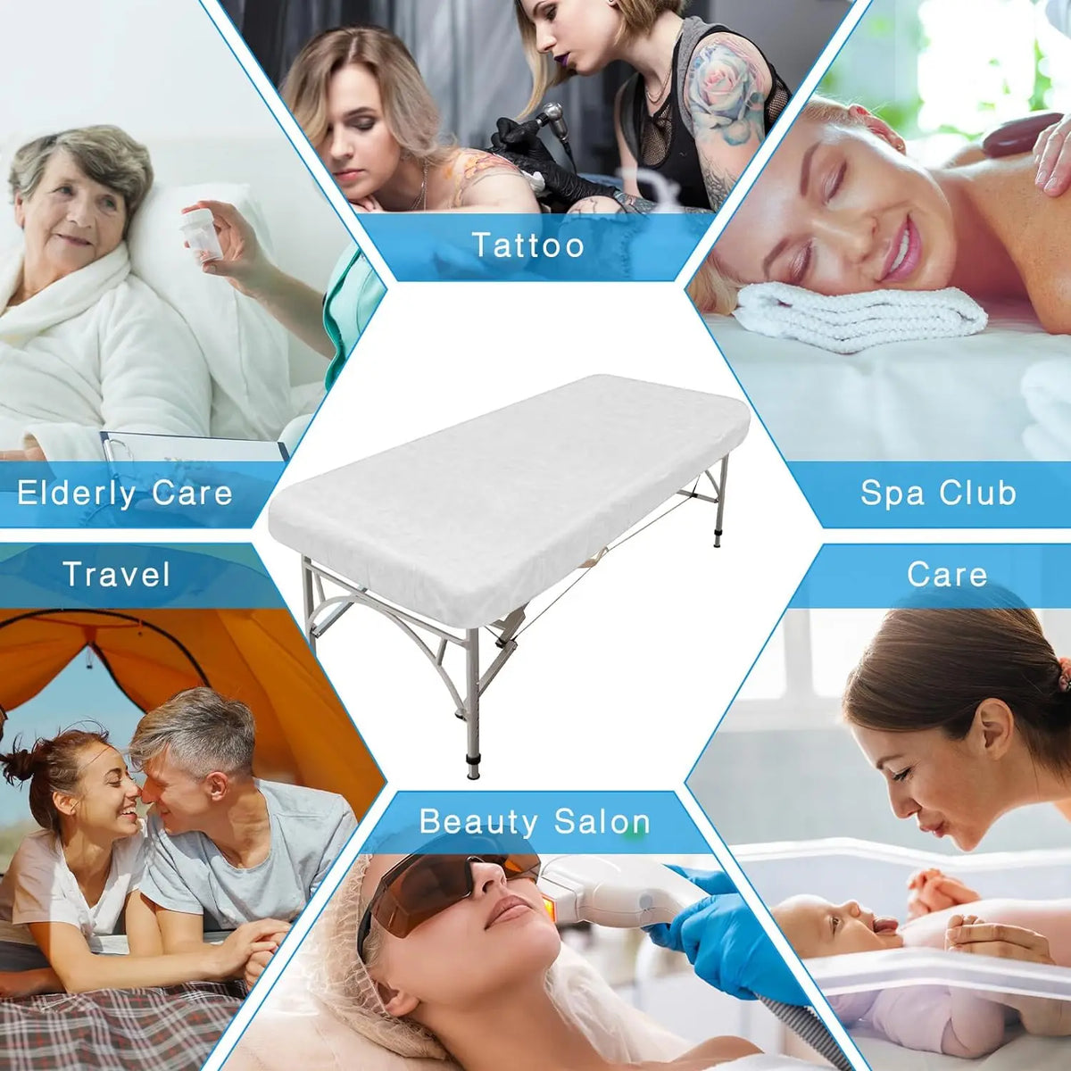 couvertures table massage jetables blanc texture rugueuse simple opérationnelles adultes spa salon