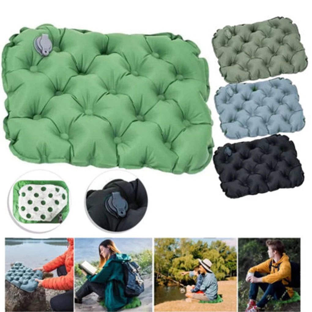 coussin gonflable tufté imperméable mousse pu polyester coton moderne sac rangement vert gris noir
