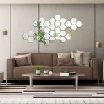 miroir hexagonal moderne blanc géométrique 10 pièces adhésif auto collantintérieur décoration artísticopaque