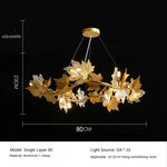 lustre moderne cristal feuilles d'érable organique suspension câbles chambre salon