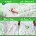 housse matelas imperméable antiacariens bambou ventilée élastique moderne blanc vert clair