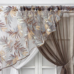 rideau fenêtre beige feuilles stylisées tissu léger élégant transparent tringle rideaux