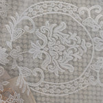 rideau blanc broderie florale dentelle translucide classique romantique cuisine chambre taille 100x55 cm