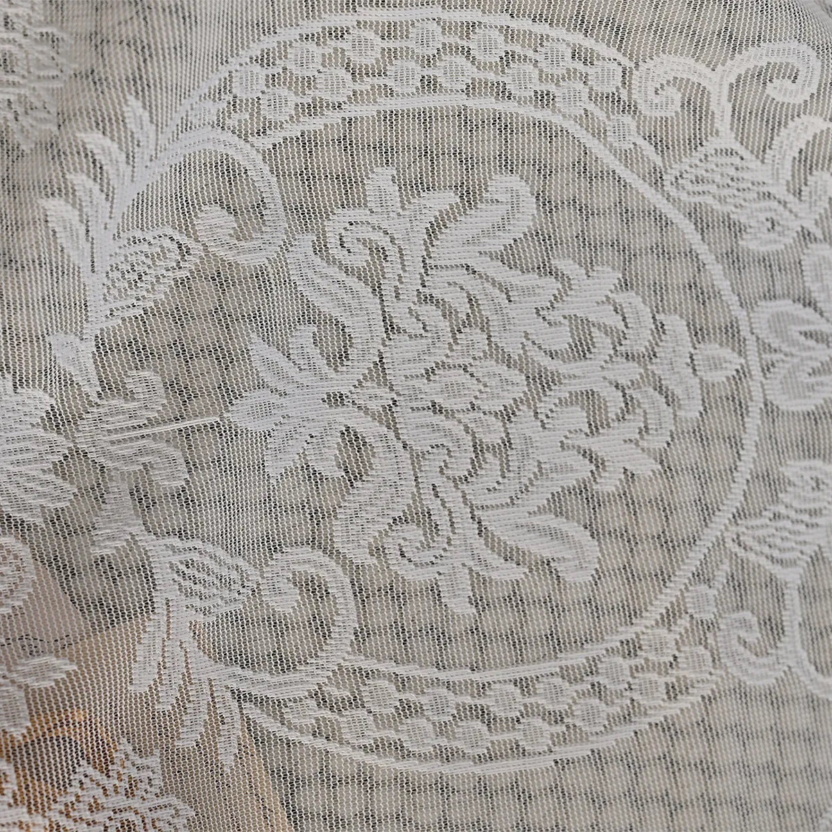 rideau blanc broderie florale dentelle translucide classique romantique cuisine chambre taille 100x55 cm