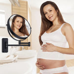 miroir cosmétique noir moderne bras articulé pouces rond sans texte