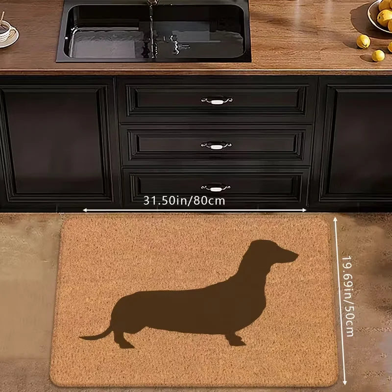 tapis sol marron chien silhouette moderne antidérapant polyester 40x60cm 50x80cm