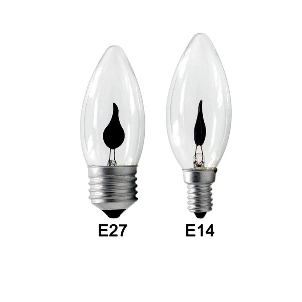 lampe led flamme noire transparente moderne e27 e14 3w 250 lumens 30000h