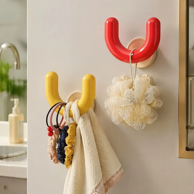 porte slipper adhésif moderne ours chien blanc rose jaune salle bain entrée