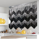 rideau franges noir zigzag festif opacité décoration mur occasion fête doré bleuclair