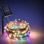 guirlande lumineuse solaire extérieur blanc chaud fil cuivre led jardin terrasse décoration nuit étanche